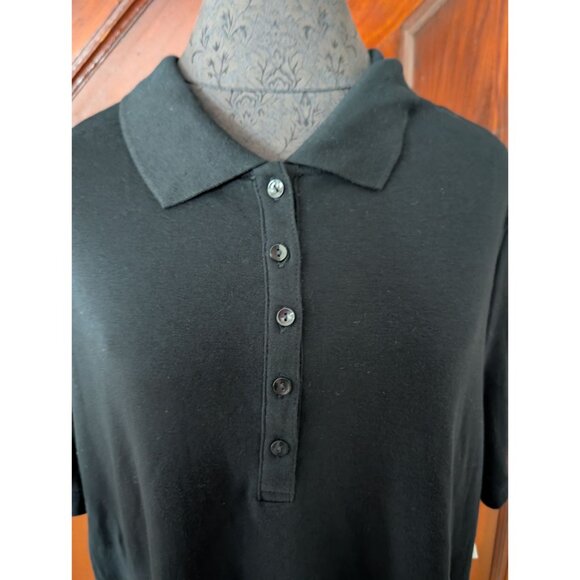 Studio Works Womens Black Polo Shirt 2X Button-Up Collar Lightweight Casual - Picture 2 of 7